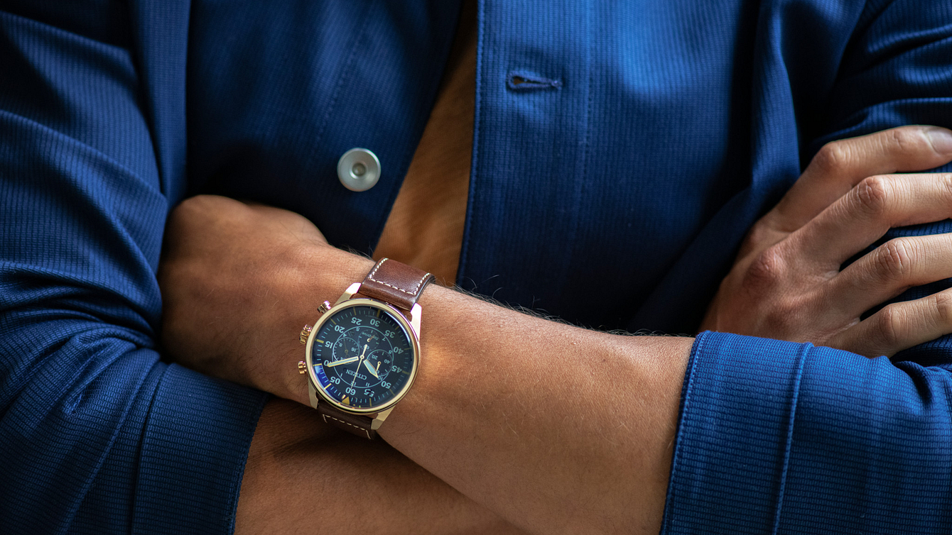 Citizen Avion Eco Drive Rose Gold Blue Dial Watch CITIZEN